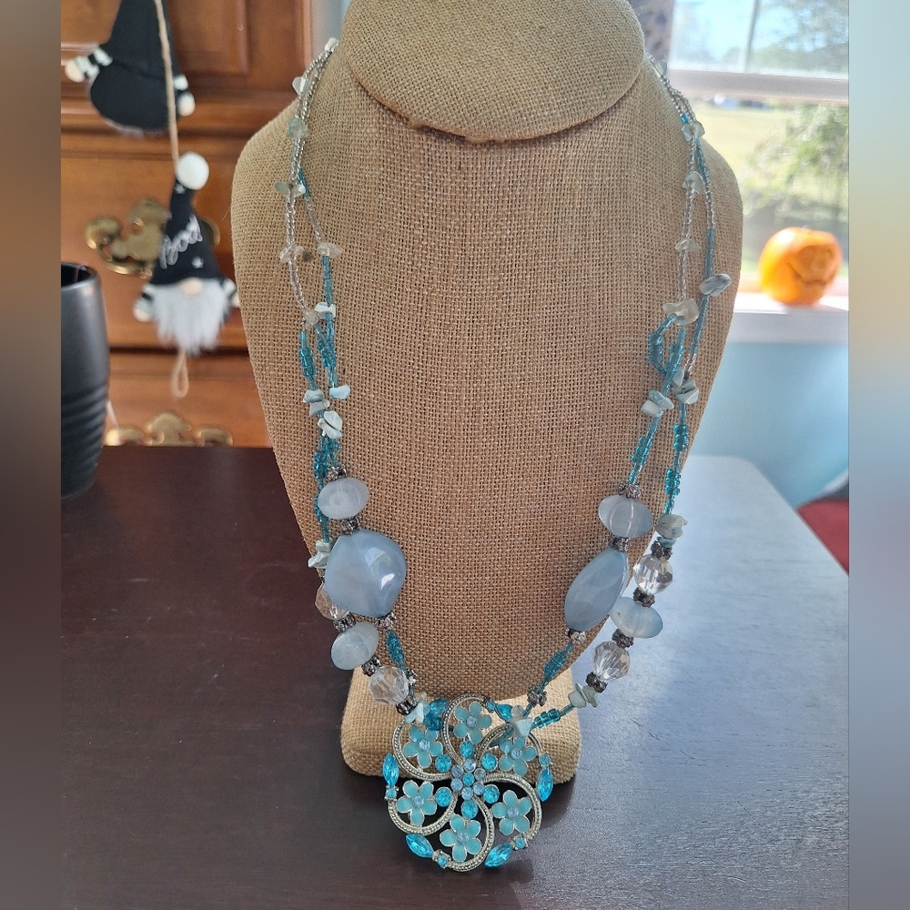 Blue Floral Statement Necklace